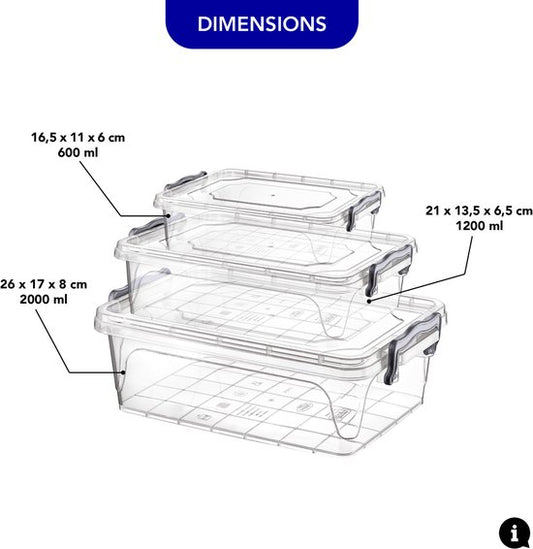 Multi Box mit Deckel Set 3 tlg. - rechteckig