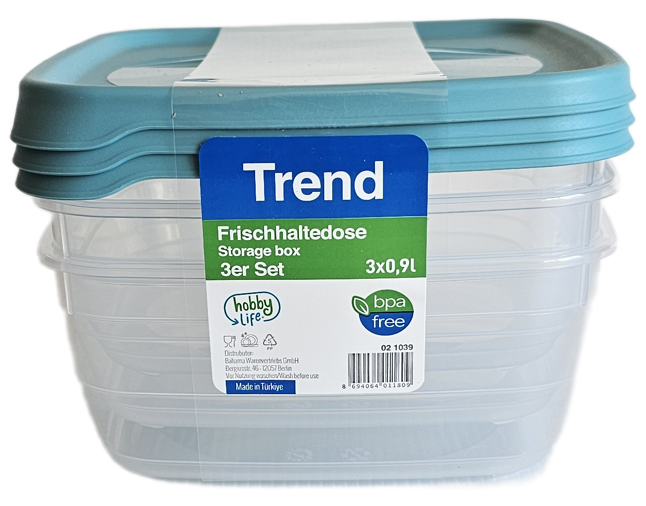 Aufbewahrungsdosen Set 3 tlg. je0,9 Liter